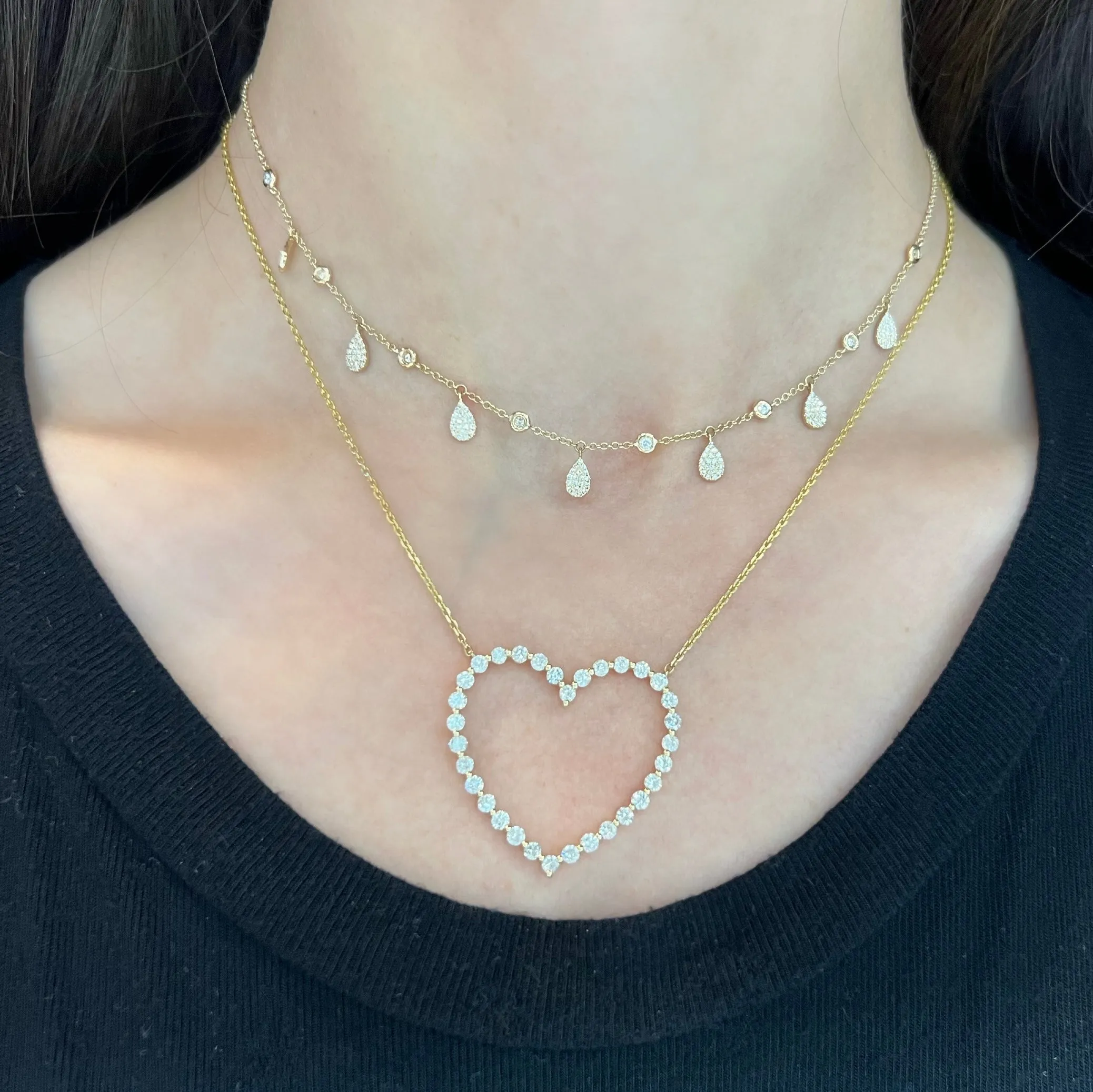 14K GOLD DIAMOND CINDY HEART NECKLACE