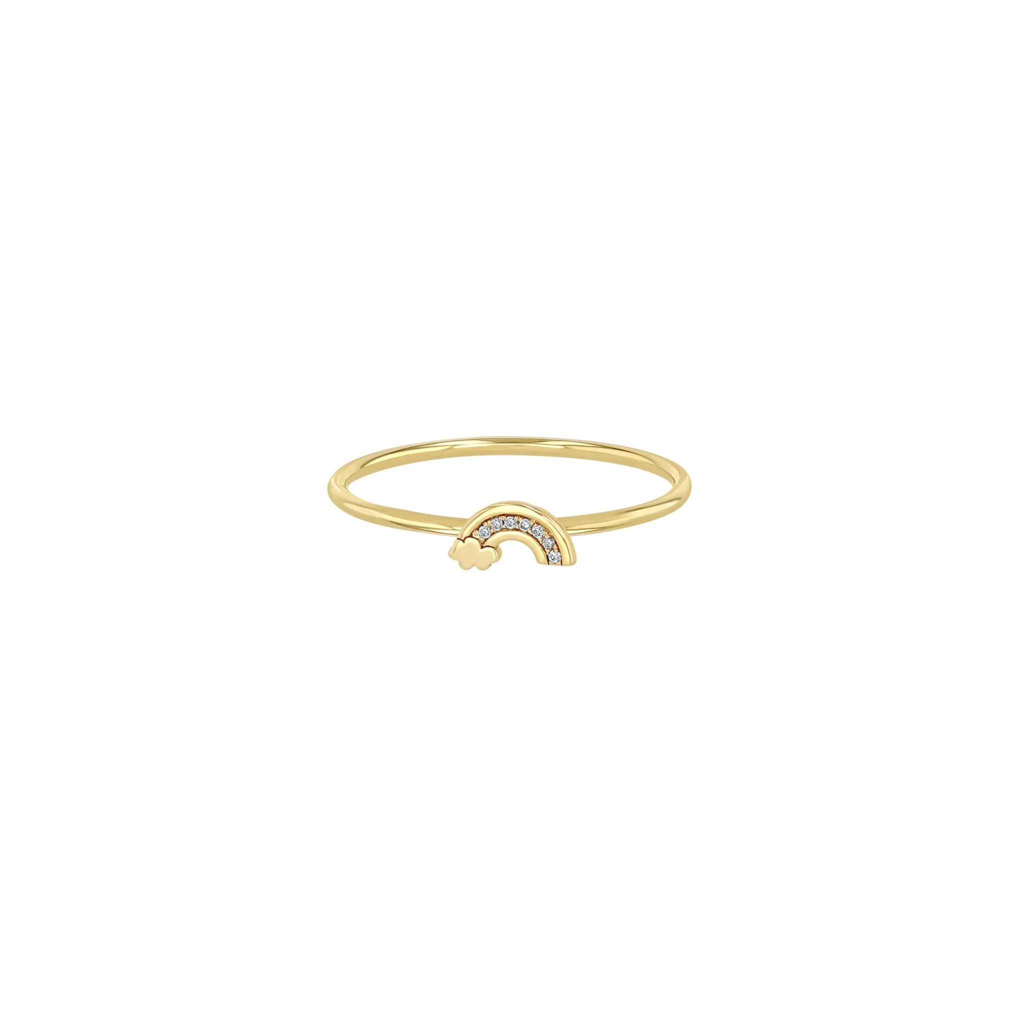 14k Itty Bitty Diamond Rainbow Ring