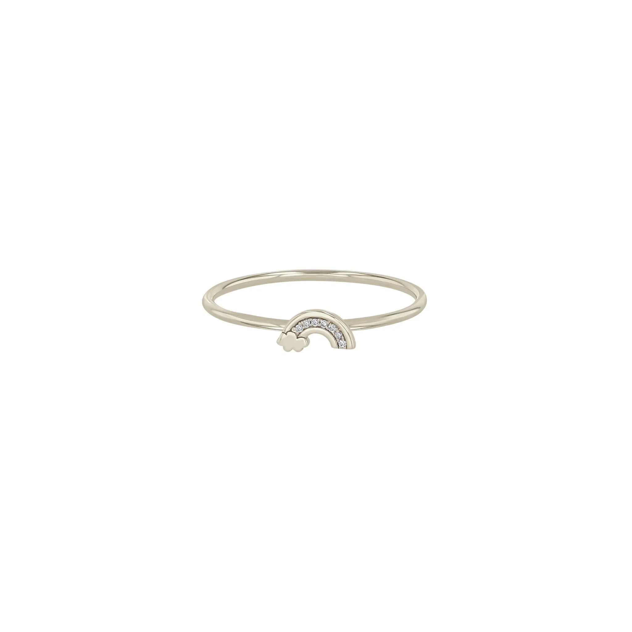 14k Itty Bitty Diamond Rainbow Ring