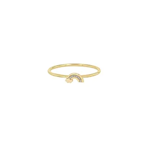 14k Itty Bitty Diamond Rainbow Ring