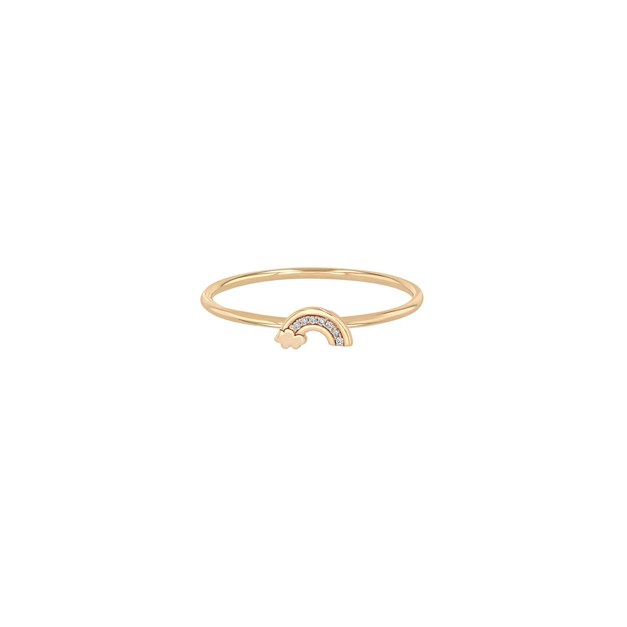 14k Itty Bitty Diamond Rainbow Ring