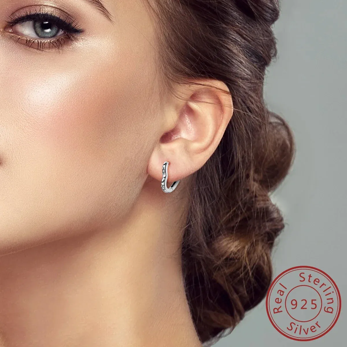 925 Sterling Silver Star Moon Stone Heart Hoop Earrings Women Jewelry For Wedding Engagement Birthday