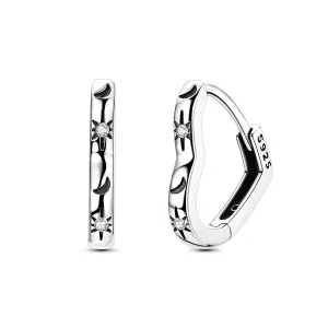 925 Sterling Silver Star Moon Stone Heart Hoop Earrings Women Jewelry For Wedding Engagement Birthday