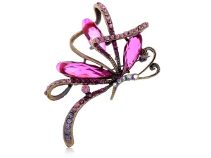 Alilang Ribbon Amethyst Purple Abstract Butterfly Fashionable Crystal Pendant Brooch Pin
