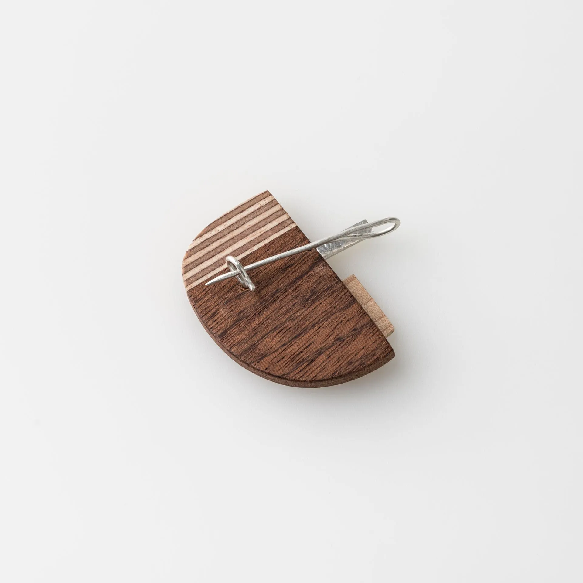 Bauhaus Wood and Eco Silver Brooch Pin - #6
