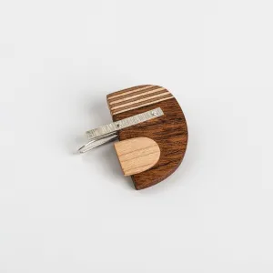 Bauhaus Wood and Eco Silver Brooch Pin - #6