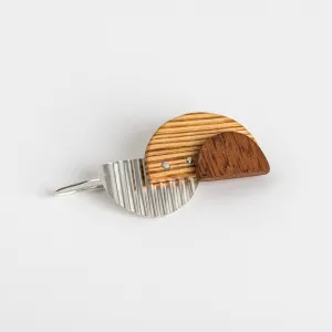 Bauhaus Wood and Eco Silver Brooch Pin - #7
