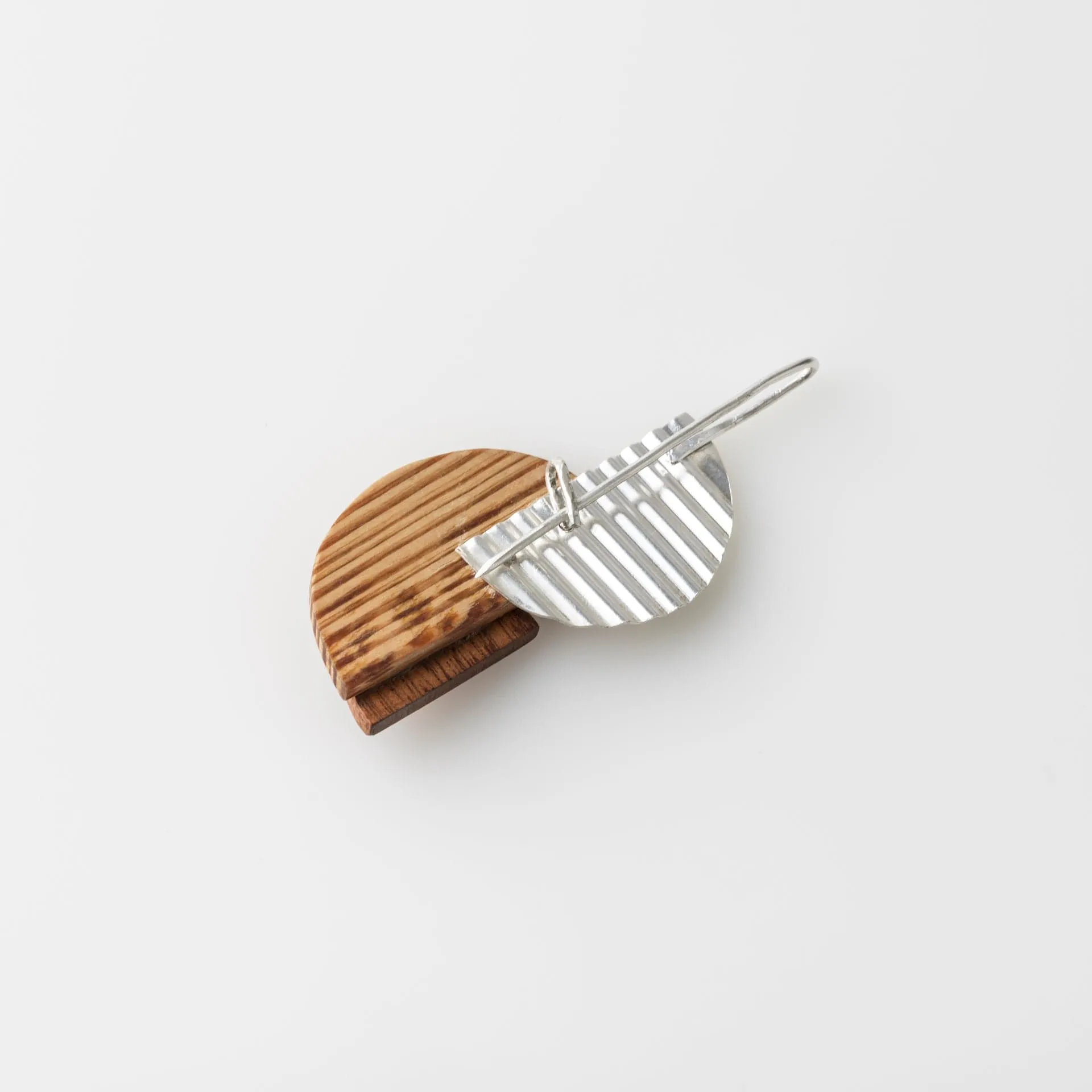 Bauhaus Wood and Eco Silver Brooch Pin - #7