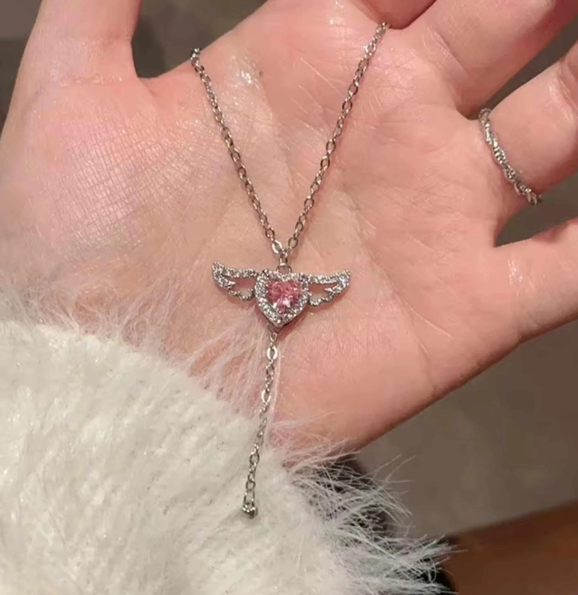 Dainty Angel heart pendant