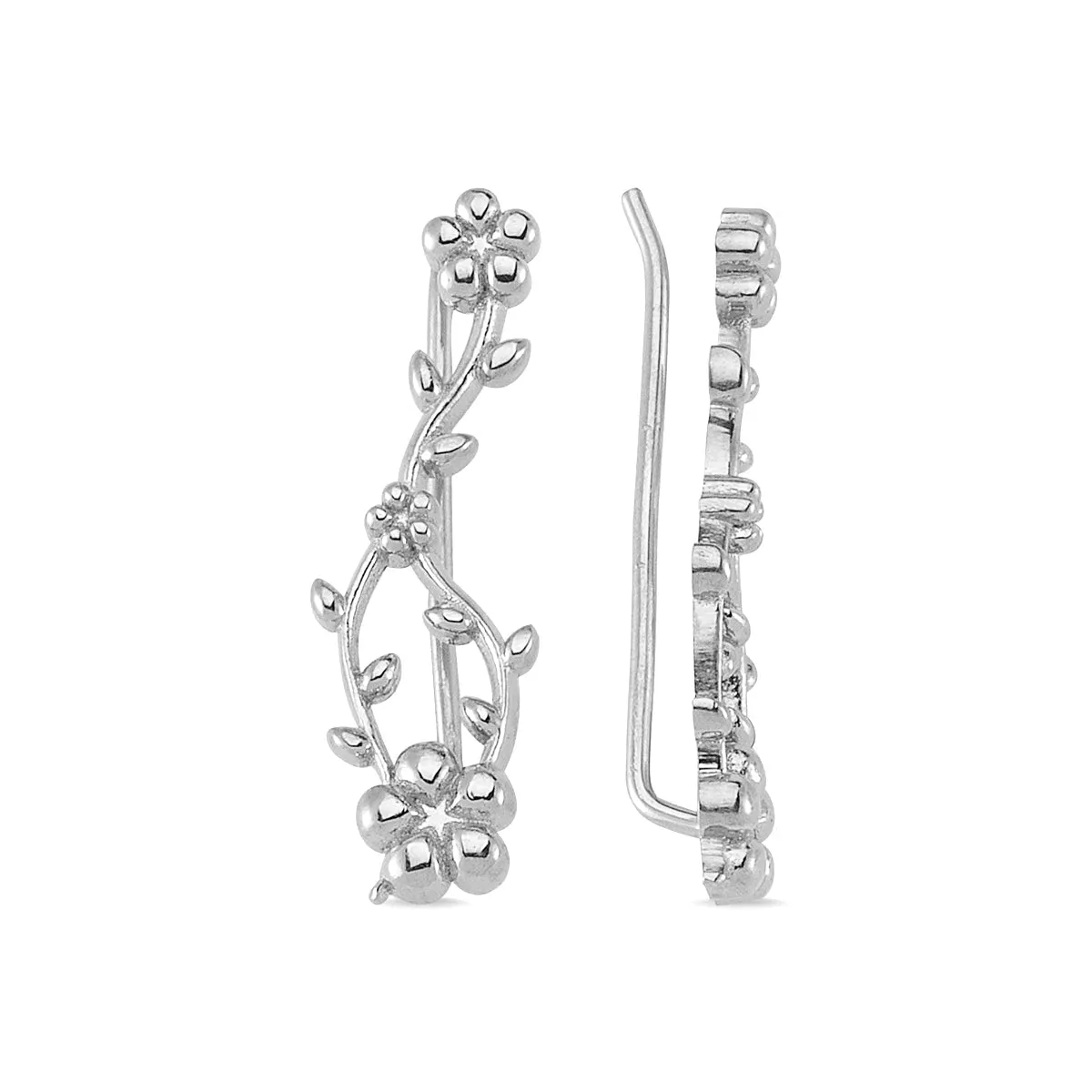 Dainty Silver Delicate Ivy Blossom Ear cuffs Earrings