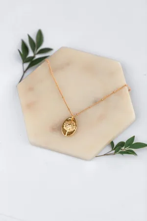 Dandelion Oval Pendant Necklace
