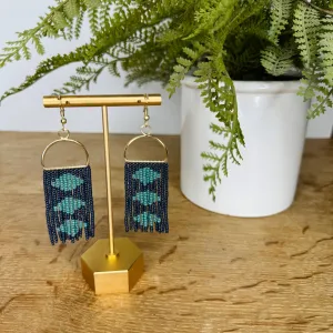Meg Modern Stacked Diamond Seed Bead Earrings- Navy