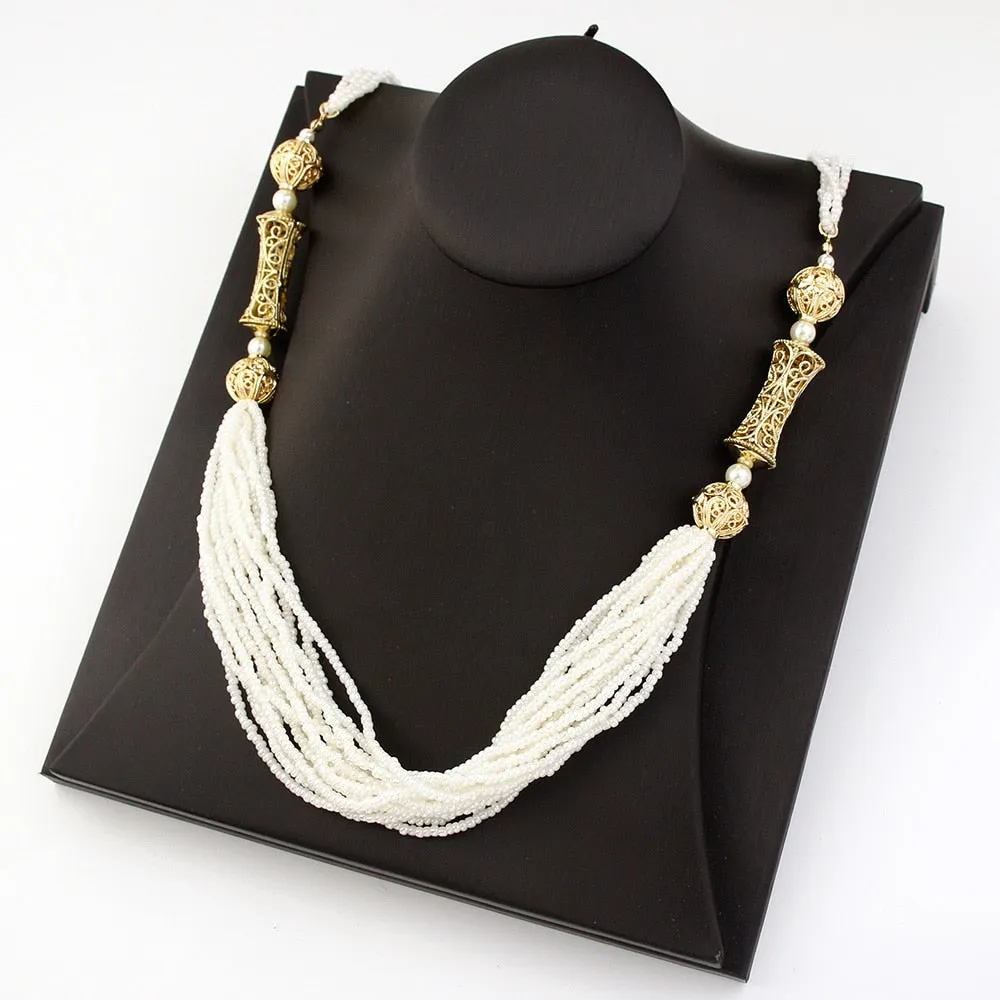 Moroccan Turkish Hand Beaded Long Necklace