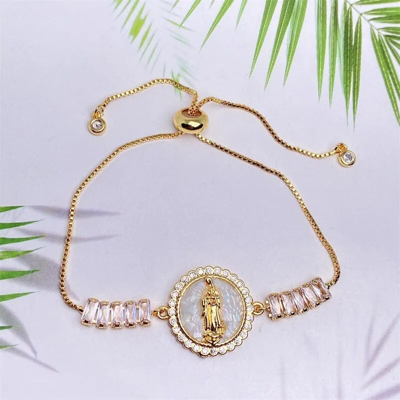 Natural Shell Virgin Mar WWJD Bracelet