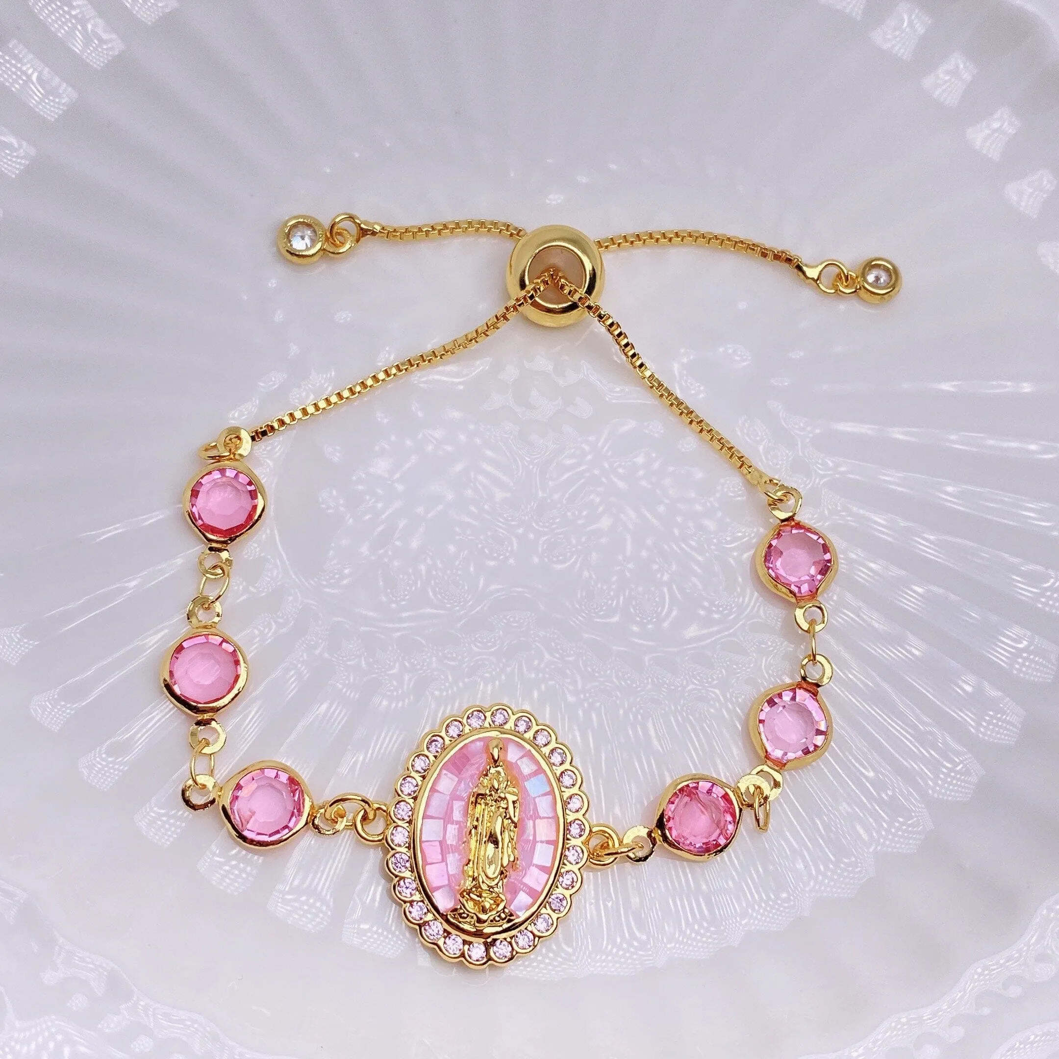 Natural Shell Virgin Mar WWJD Bracelet