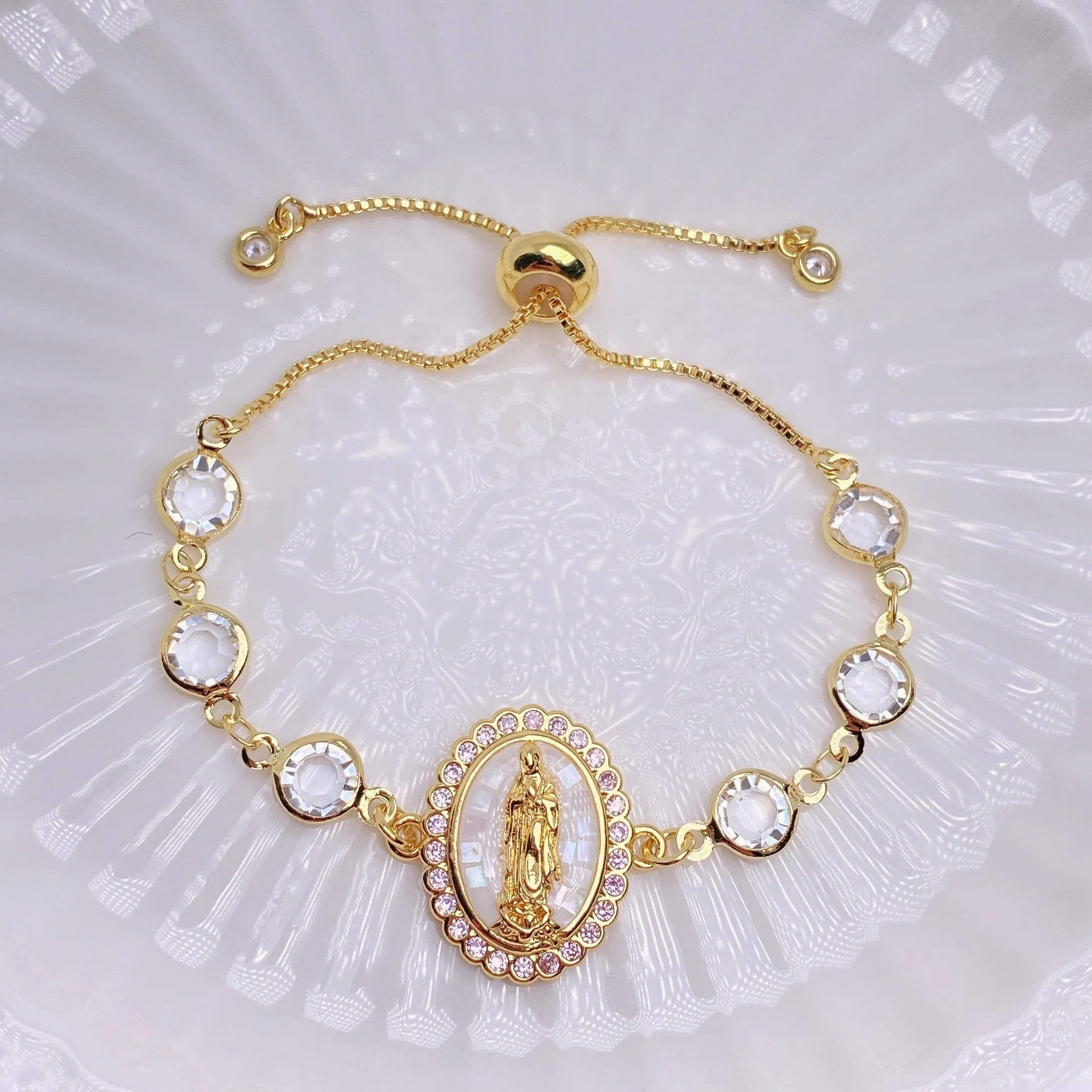 Natural Shell Virgin Mar WWJD Bracelet