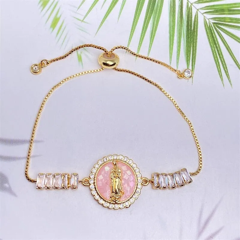 Natural Shell Virgin Mar WWJD Bracelet