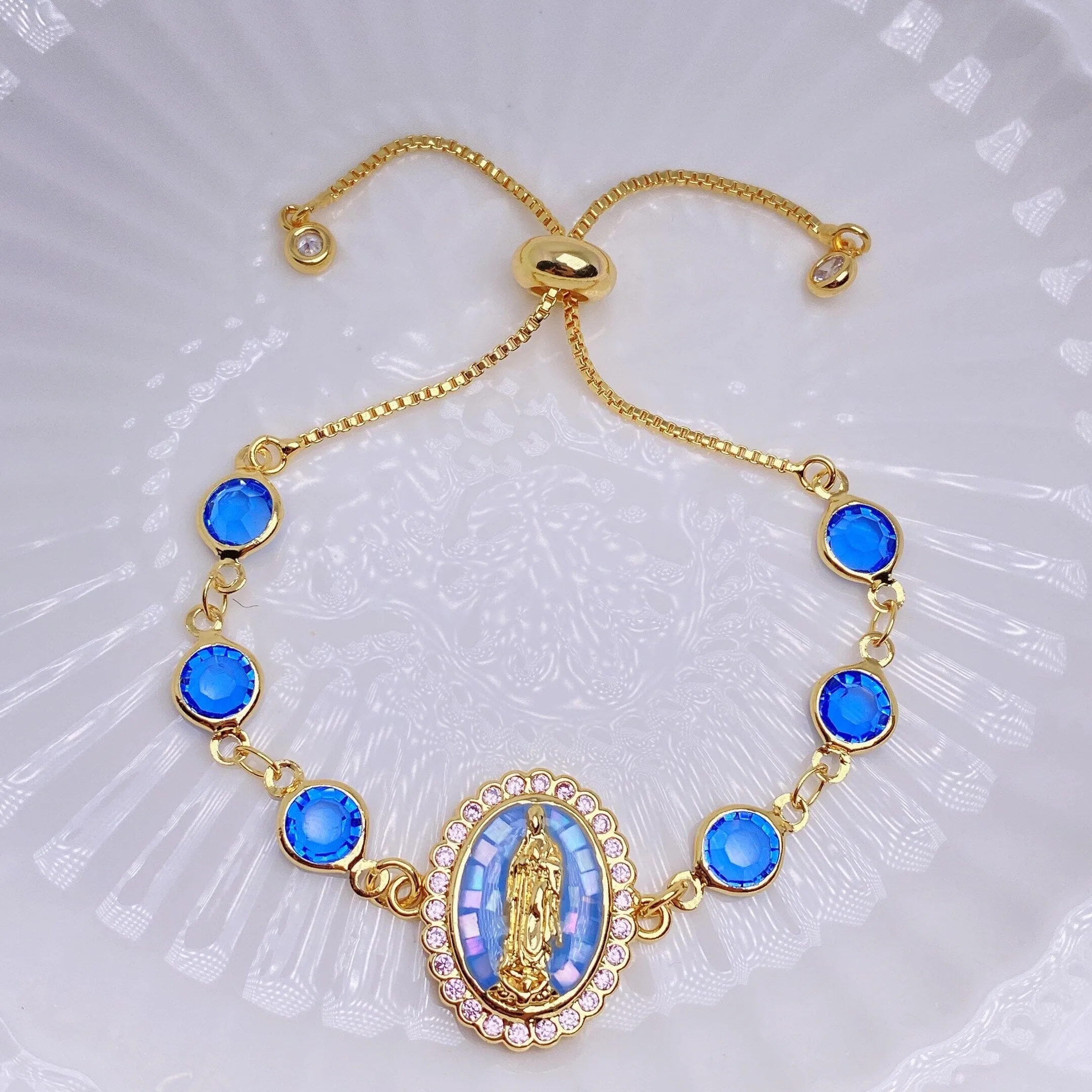 Natural Shell Virgin Mar WWJD Bracelet