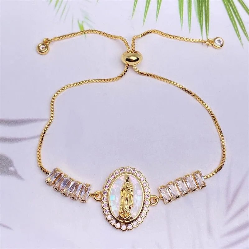Natural Shell Virgin Mar WWJD Bracelet
