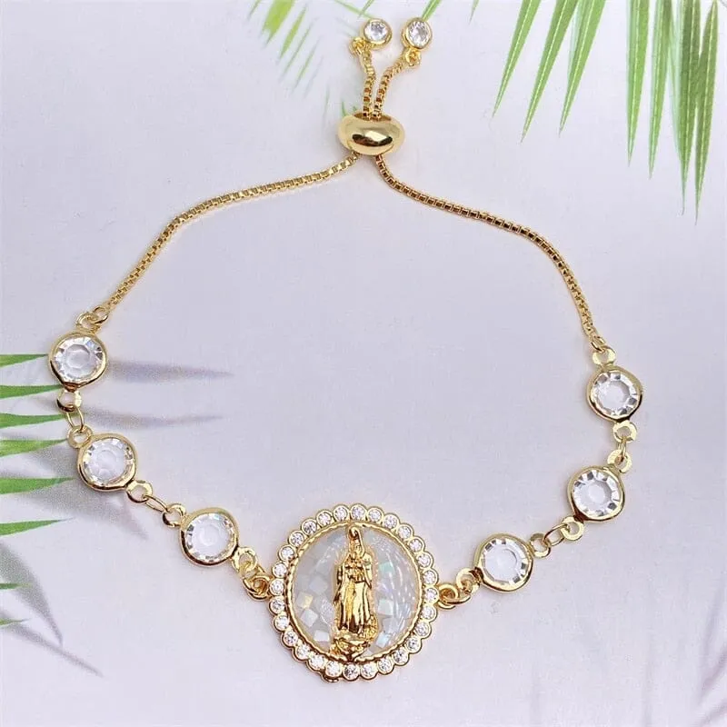 Natural Shell Virgin Mar WWJD Bracelet
