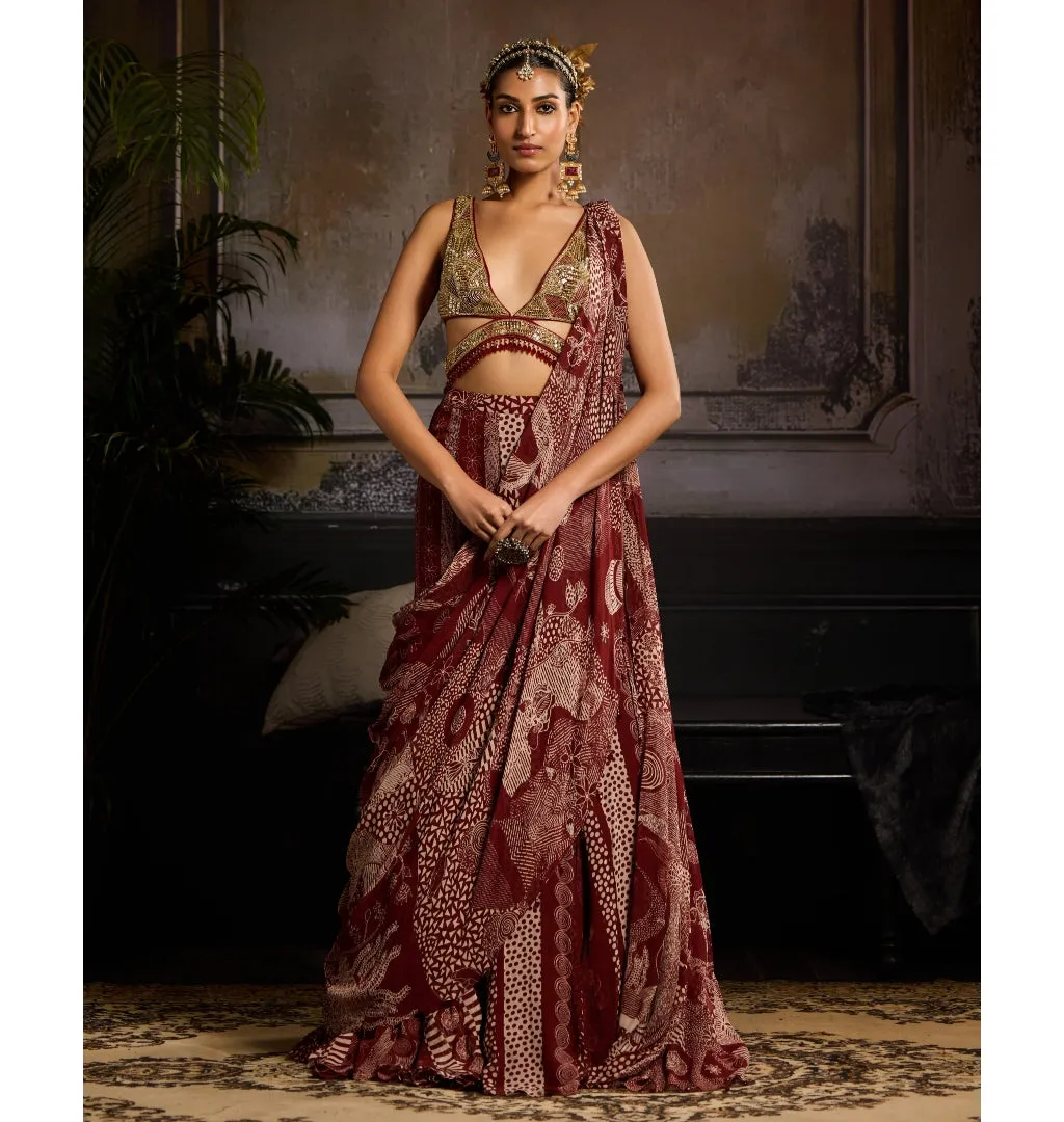 Ruby Siren Sari Set