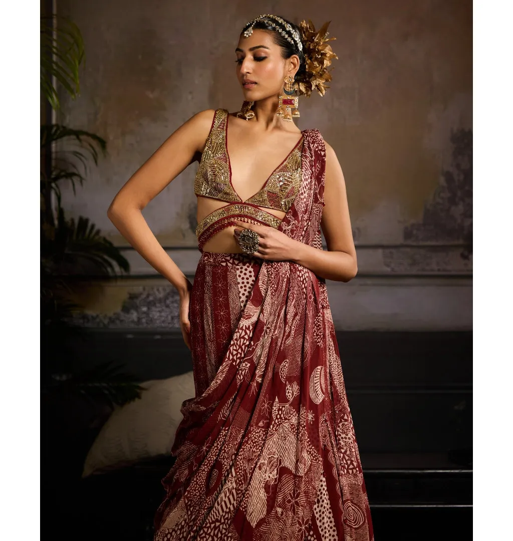 Ruby Siren Sari Set