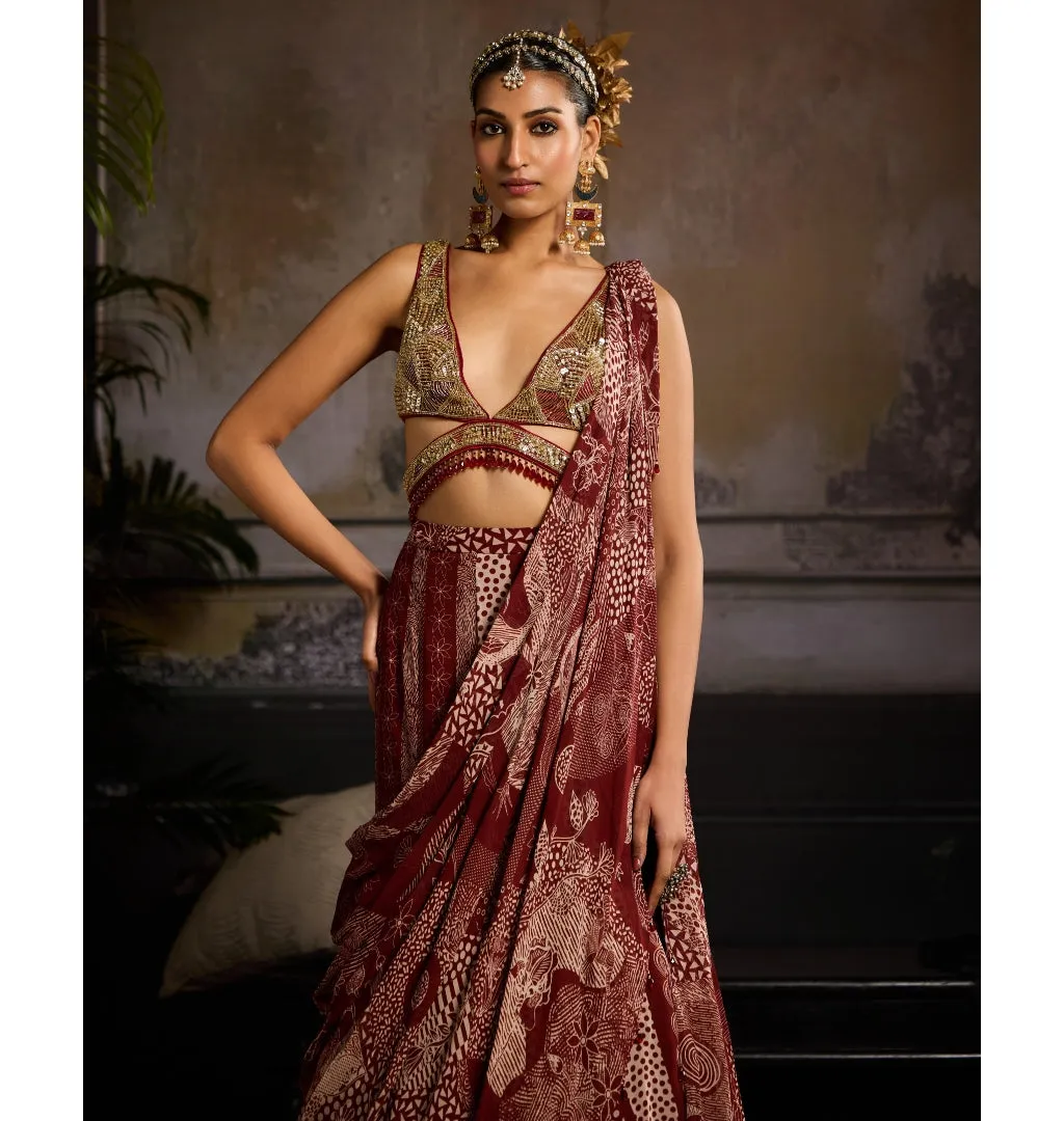 Ruby Siren Sari Set