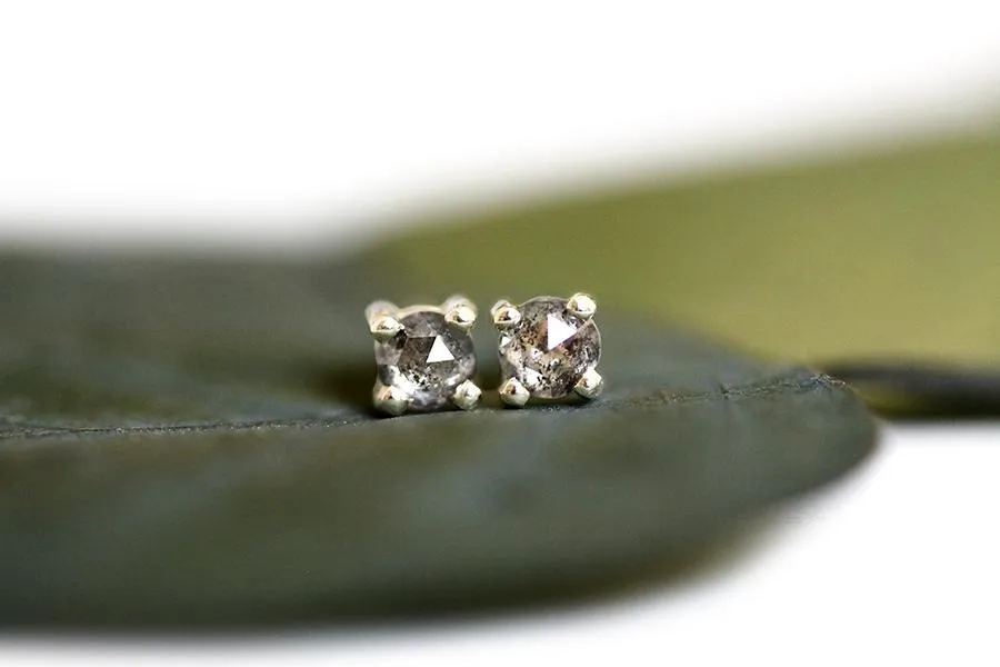 Salt   Pepper Rose Cut Diamond Studs