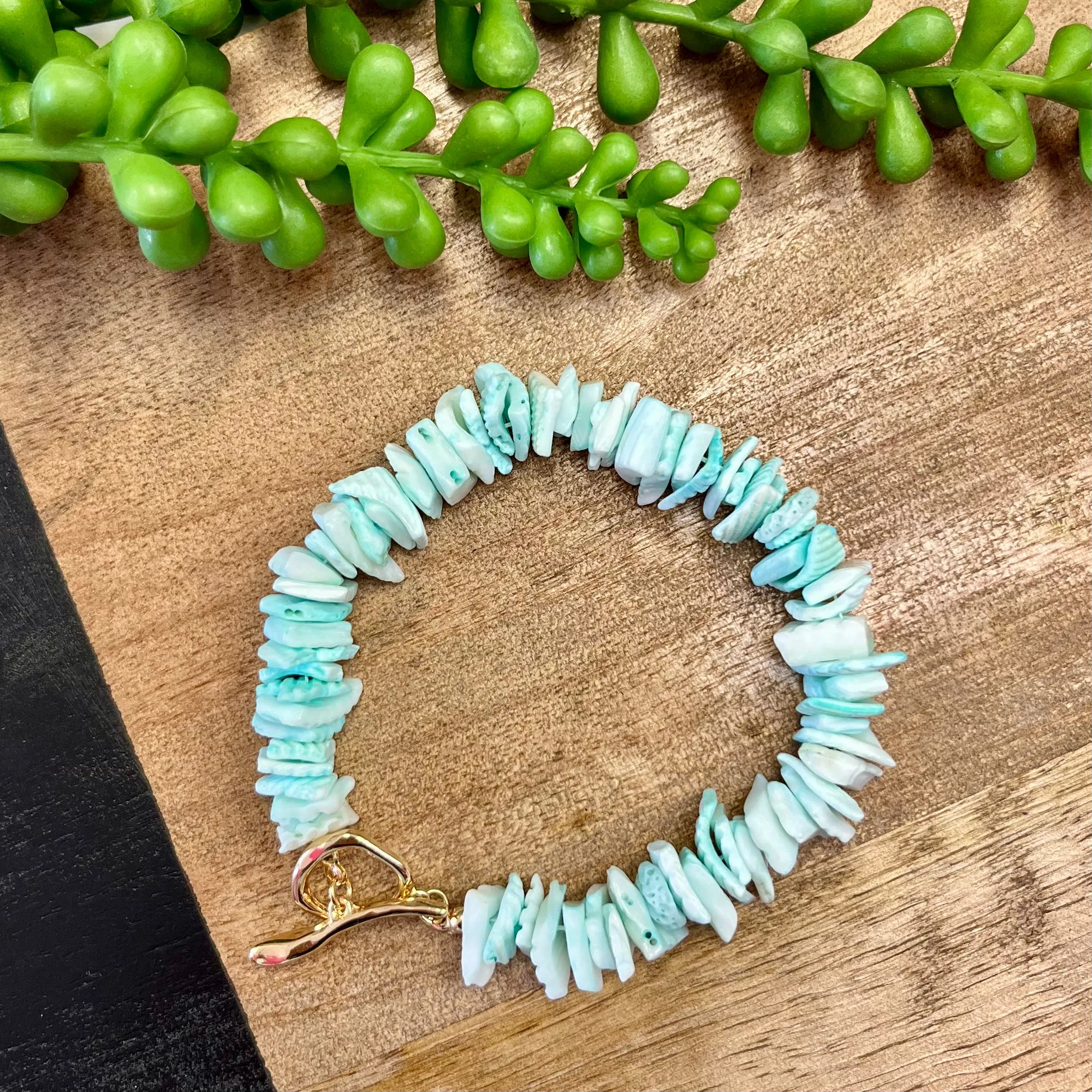 Turq Conch Shell Bracelet