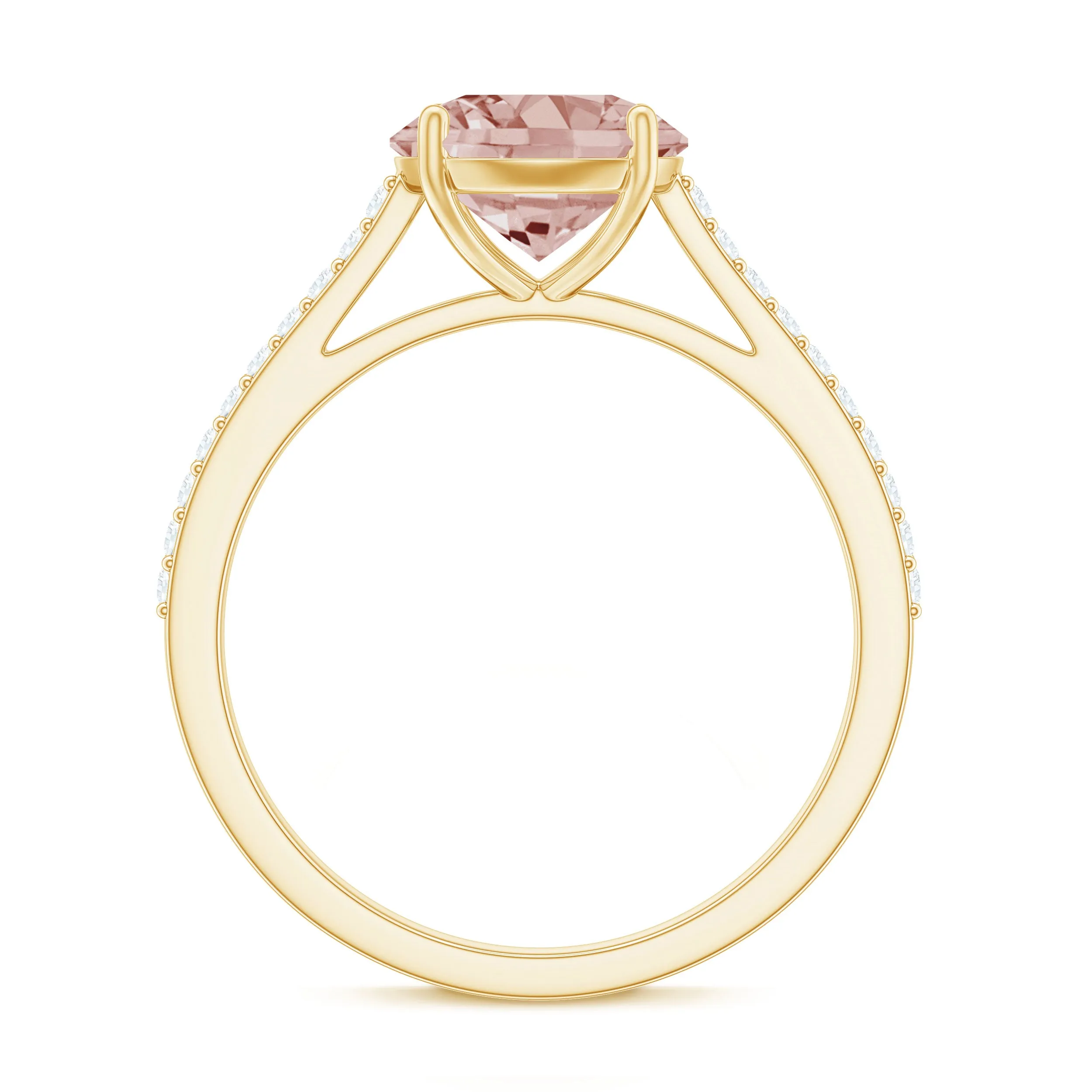 Unique Morganite Solitaire Engagement Ring with Diamond