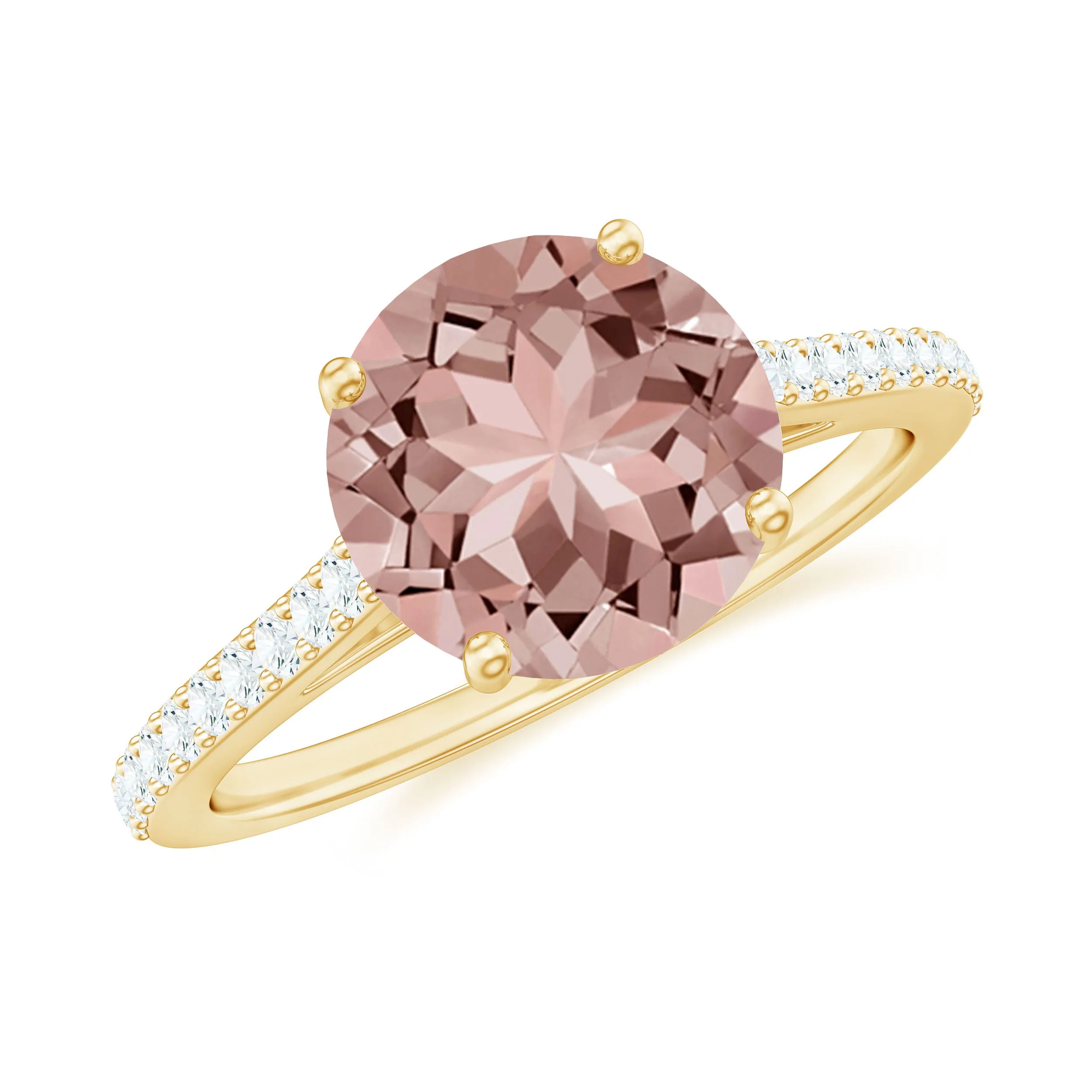 Unique Morganite Solitaire Engagement Ring with Diamond