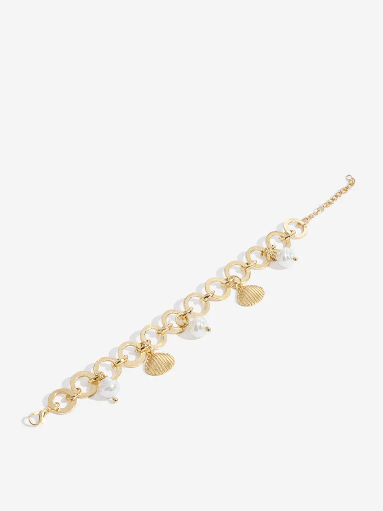 Westside Accessories Gold Shell Charm Bracelet